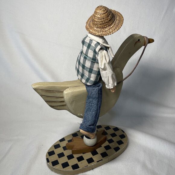 Man Riding Goose- Goose Primitive Folk Art - Picture 4 of 6